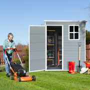 5ft x 3ft Resin Outdoor Storage Shed Plastic Garden Sheds with Floor and Lockable Door for Backyard, Lawn, Grey (W540S00019)