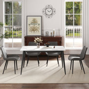 55.12' Modern Artificial Stone White Straight Edge Black Metal Leg Dining Table-Can Accommodate 6 People(Dining Table Only)