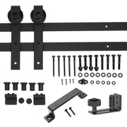 CRAZY ELF 6.6FT Heavy Duty Sturdy Sliding Barn Door Hardware + Adjustable Floor Guide Wall Mount Roller + Pull Handle, J Shape Hangers, Smoothly and Quietly, Easy to Install, Fit 24'-36' Width Door.