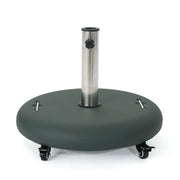 Round Wheelie Umbrella Base with Stainless Steel Holder in Green Concrete