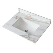 31 Inches Elegant Carrara White Marble Vanity Top with Undermount Sink and Backsplash, Sintered Stone
