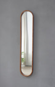 9.5x2x47.2' Decorative Rubber Frame Mirror with Elongated Oval Frame, Brown