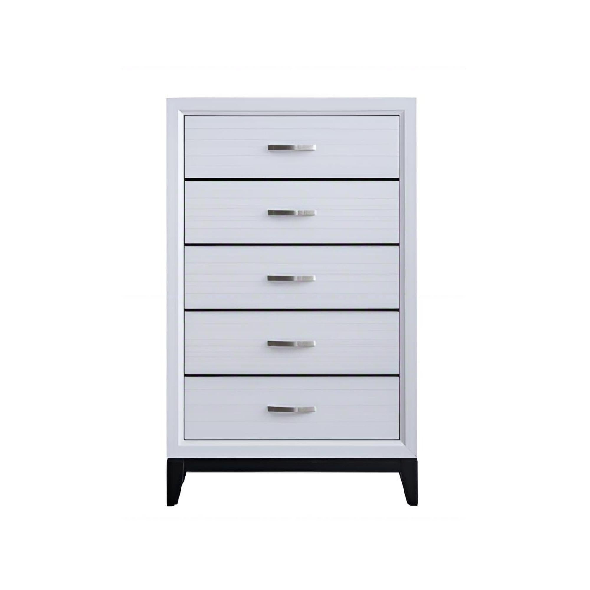 Glasgow Modern Chest with Ample Storage in Classic White Finish, Wood, 51'H x 31'W x 16'D