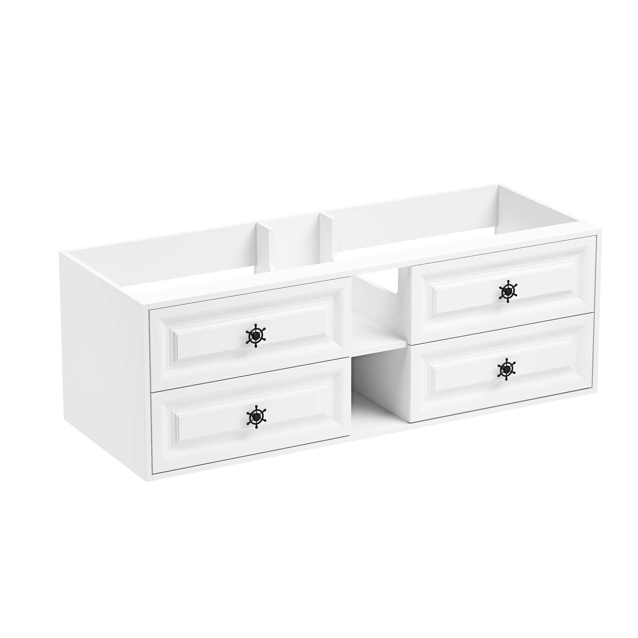 60' Wall Hung Bathroom Vanity Cabinet Fits Double Sinks, Cabinet Only (Countertop and Sinks Not Included)