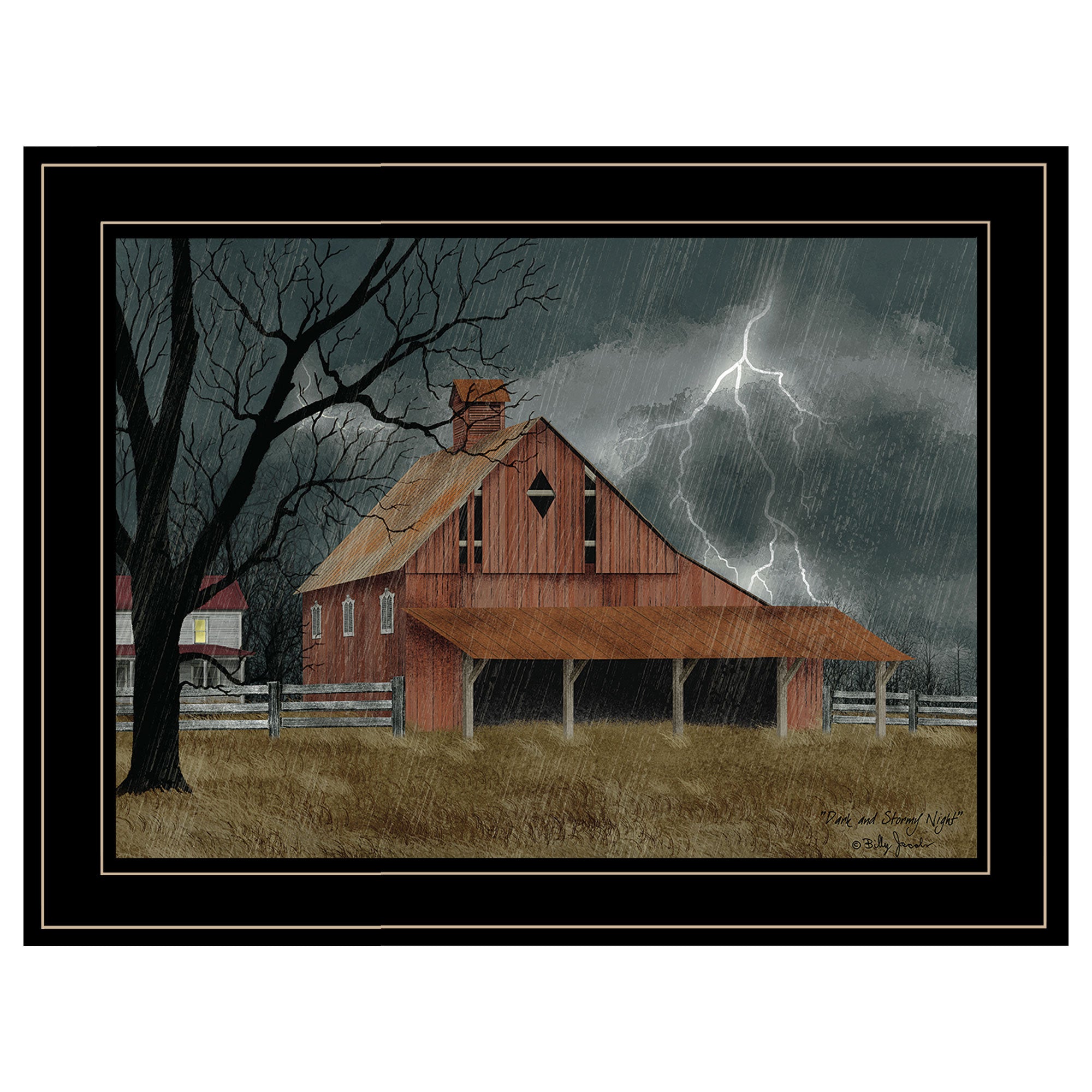 'Dark and Stormy Night' By Billy Jacobs, Ready to Hang Framed Print, Black Frame