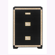 LIVELY Black/Gold Chest with Glitter Detail and Thick Bar Handle Hardware, Wood, 34.10 x 16.50 x 48.35 Inches