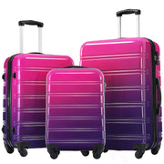 Gradient Color Expandable Hardshell Luggage Set with Spinner Wheels and TSA Lock, 20' 24' 28' Available, Purple and Pink