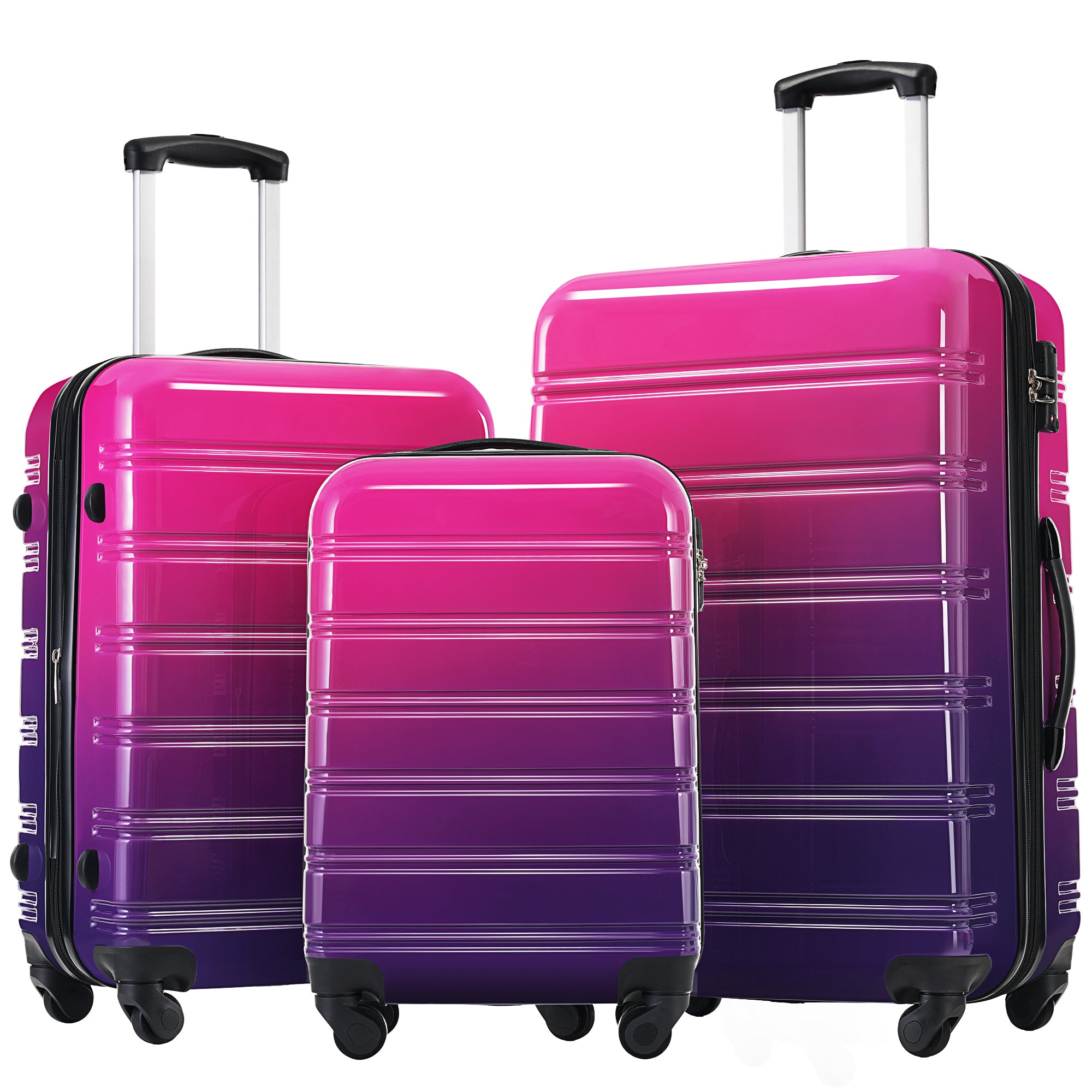 Gradient Color Expandable Hardshell Luggage Set with Spinner Wheels and TSA Lock, 20' 24' 28' Available, Purple and Pink