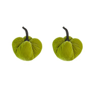 Set of 2, 8.5x8.5x10'H Velvet Weighted Pumpkin With Resin Stem Apple Green, Pumpkin Ornament Decor for Holiday Harvest Festival Fall Festival & Thanksgiving
