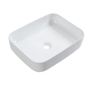 Modern Ceramic Rectangular Vessel Bathroom Sink 20x15 Inch White