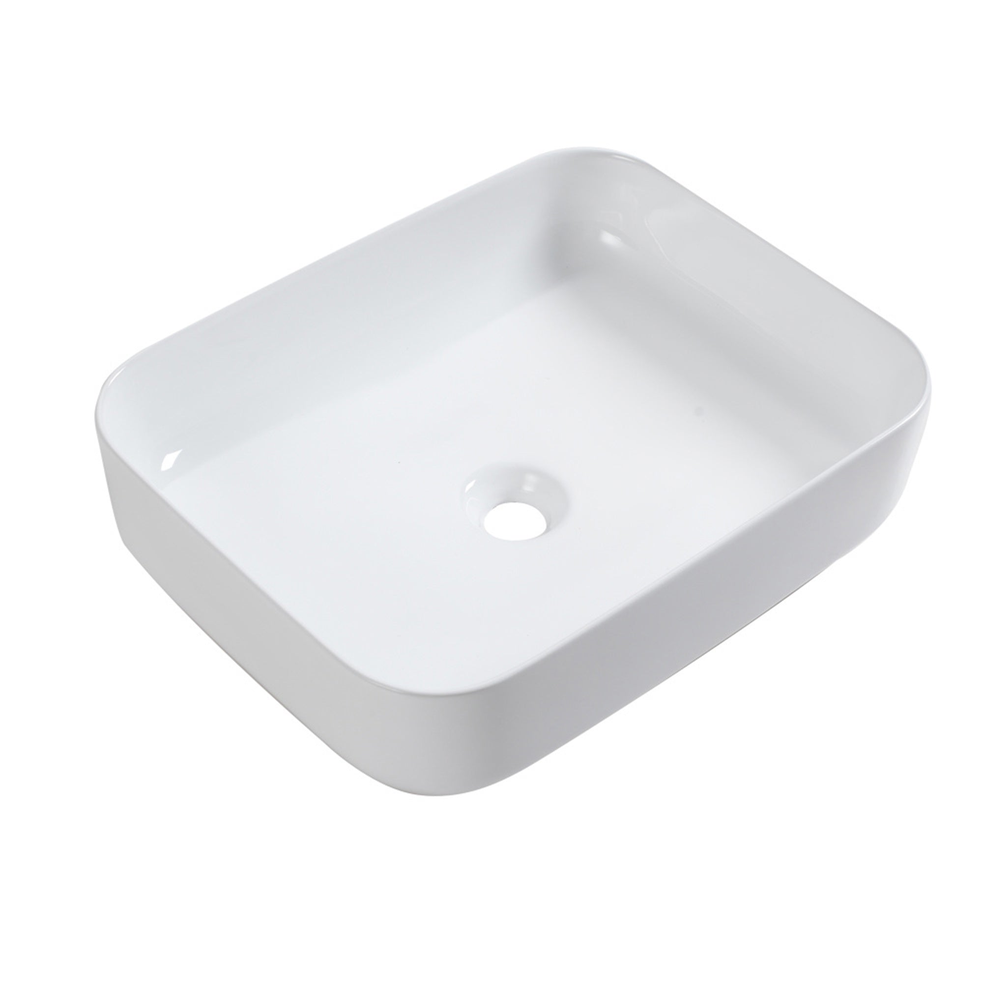 Modern Ceramic Rectangular Vessel Bathroom Sink 20x15 Inch White