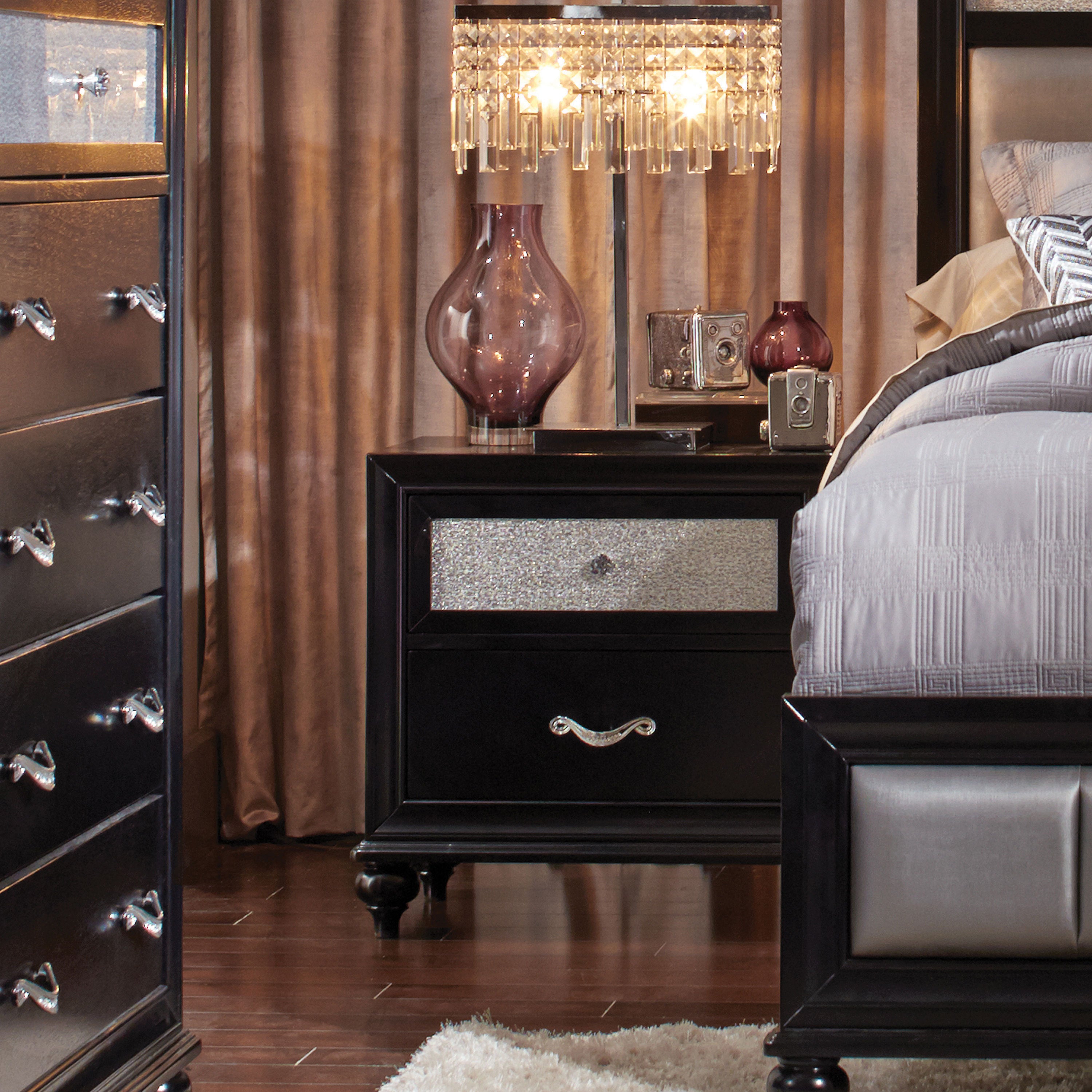 Wilton Black 2-Drawer Nightstand