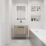 30 ' Modern Design Float Bathroom Vanity With Ceramic Basin Set,  Wall Mounted White Oak Vanity  With Soft Close Door,KD-Packing,KD-Packing,2 Pieces Parcel(TOP-BAB400MOWH)