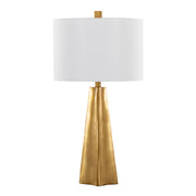 Pompeii 29' Contemporary Polyresin Table Lamp in Gold Polyresin and White Linen by LumiSource