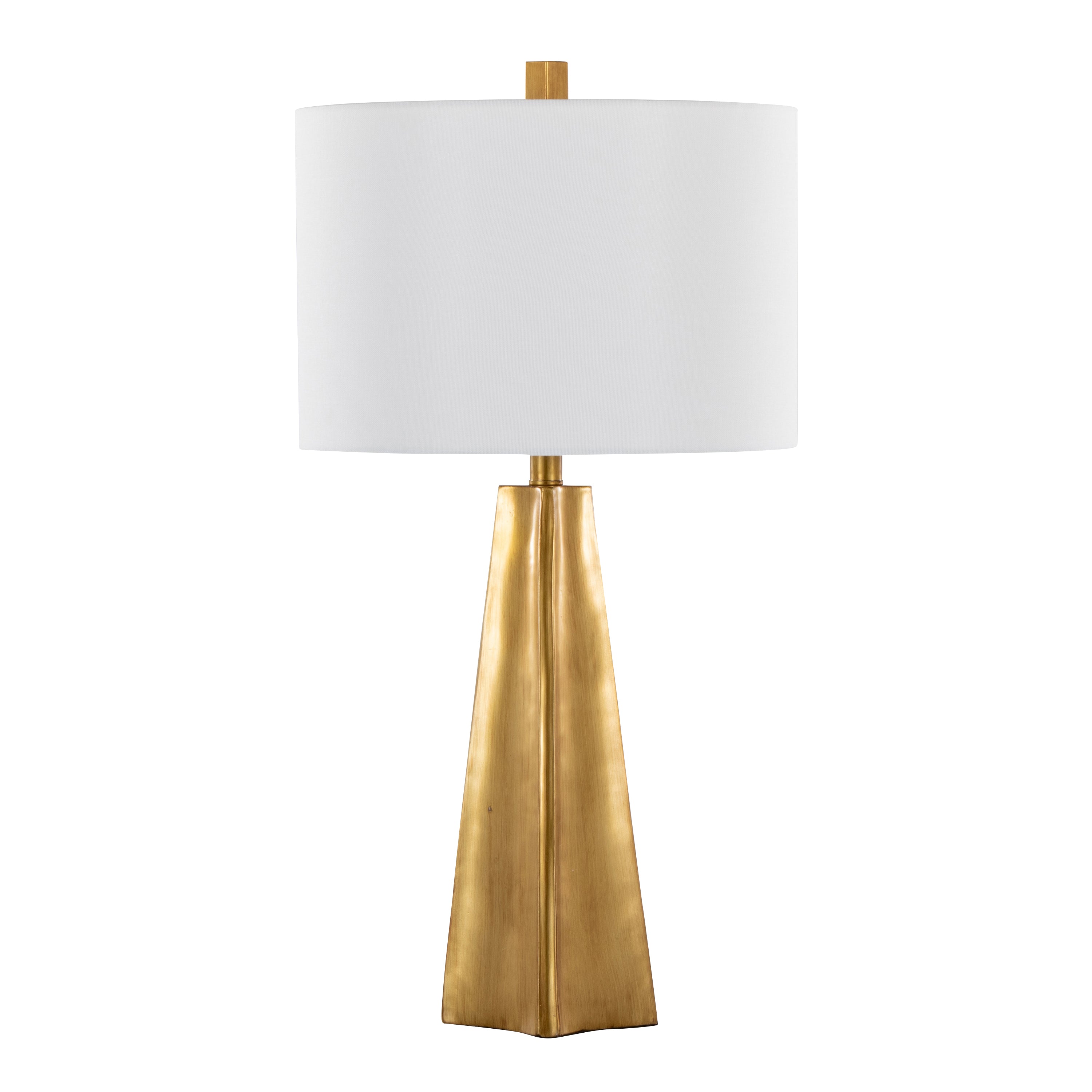 Pompeii 29' Contemporary Polyresin Table Lamp in Gold Polyresin and White Linen by LumiSource