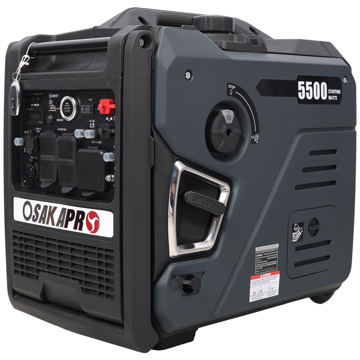 Super Quiet Inverter Generator 5.5KW Portable Dual Fuel Electric & Remote Start, Gray Aluminium