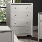 Luxurious Look Chest 1pc Brushed Nickel On Knobs Handle 4-English Dovetail Drawers Center Metal Glides Champagne Finish Contemporary Bedroom Furniture