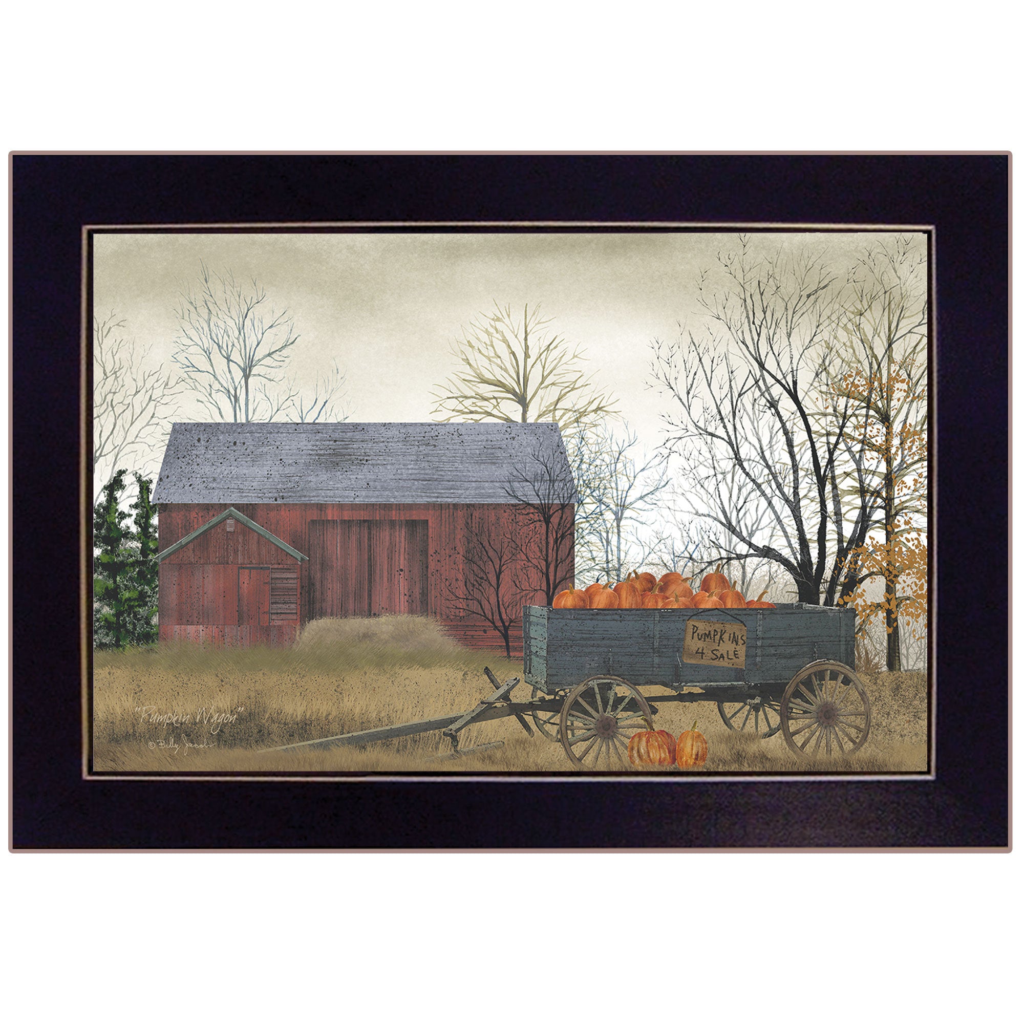 'Pumpkin Wagon' by Billy Jacobs, Ready to Hang Framed Print, Black Frame