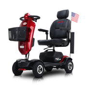 MAX PLUS RED 4 Wheels Outdoor Compact Mobility Scooter with 2pcs*20AH Lead acid Battery, 16 Miles, Cuo Holders & USB charger Port