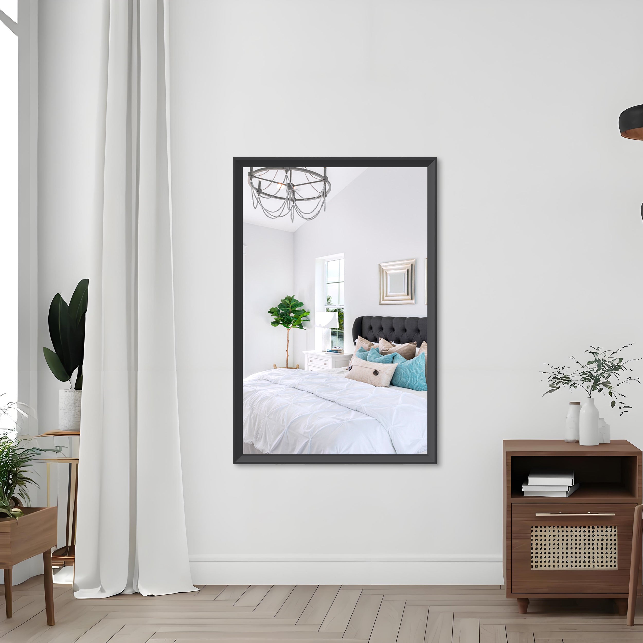 48'x32' Oversized Modern Rectangle Bathroom Mirror with Balck Frame Decorative Large Wall Mirrors for Bathroom Living Room Bedroom Vertical or Horizontal Wall Mounted mirror with Aluminum Frame