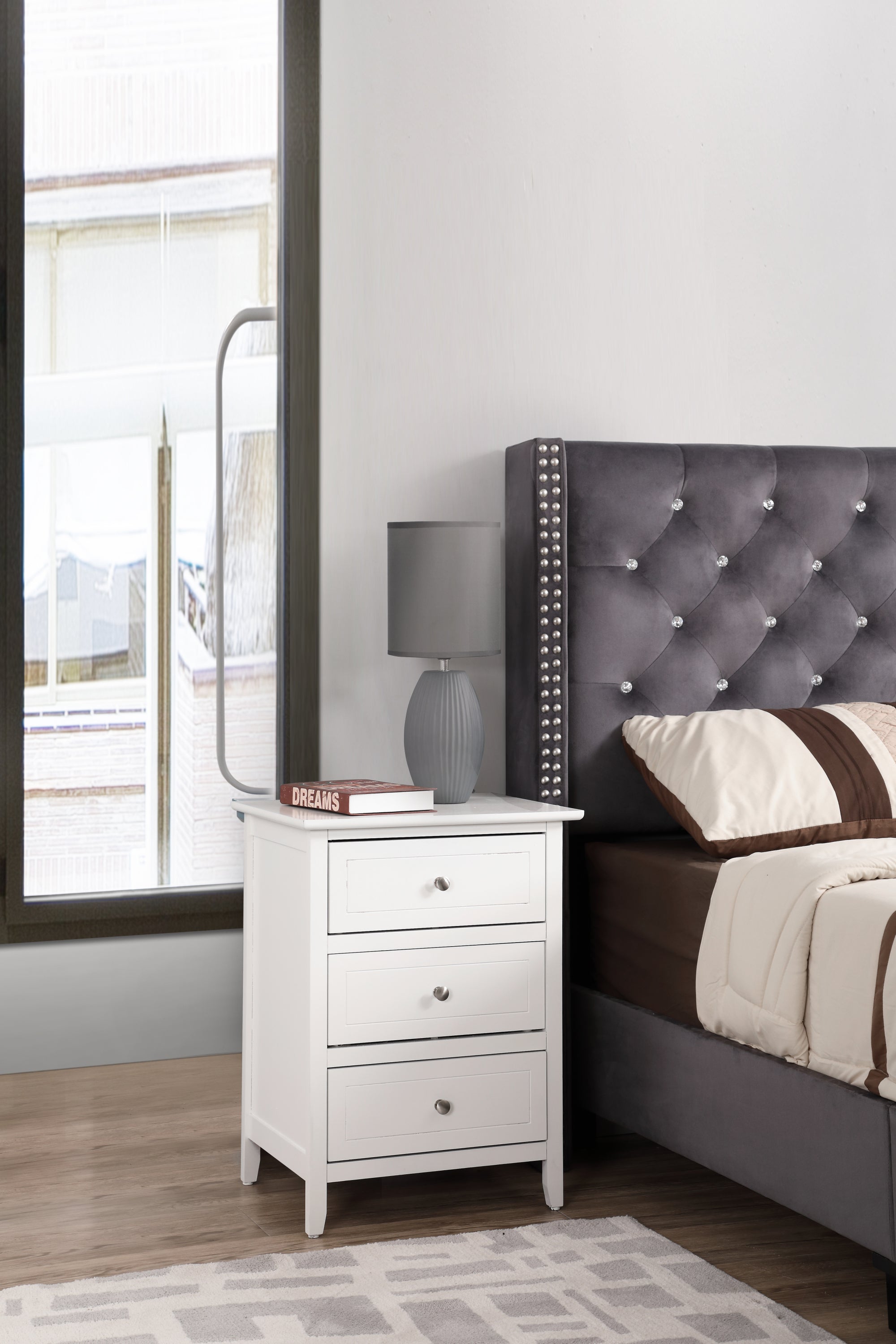 Versatile White Transitional Nightstand