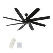 72 inch Ceiling Fans no Light with Remote Control, 8 Reversible Blade, Quiet DC Motor, Timer Function, 6-Speed, Industrial Ceiling Fan for Bedroom Home Kitchen (Black)