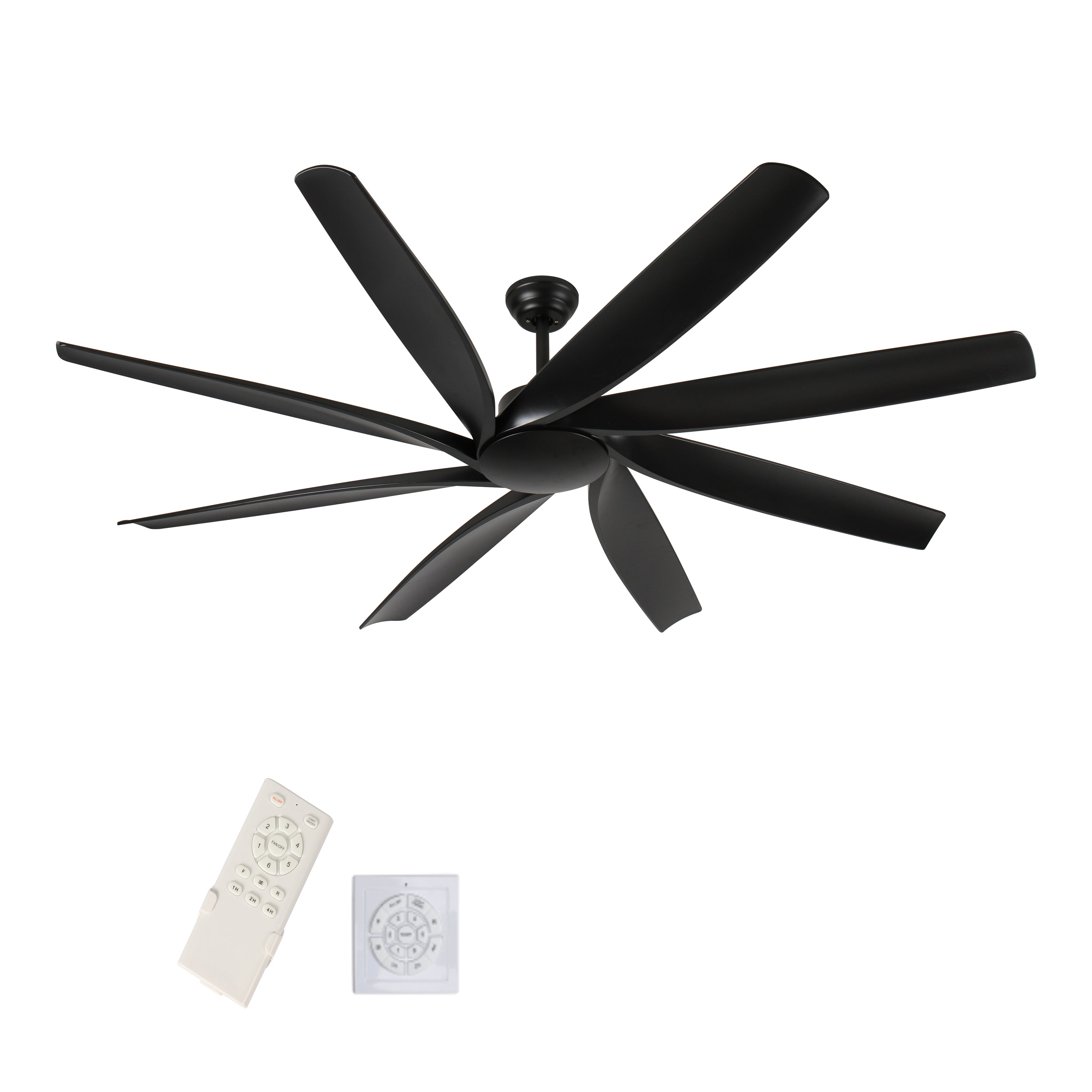 72 inch Ceiling Fans no Light with Remote Control, 8 Reversible Blade, Quiet DC Motor, Timer Function, 6-Speed, Industrial Ceiling Fan for Bedroom Home Kitchen (Black)