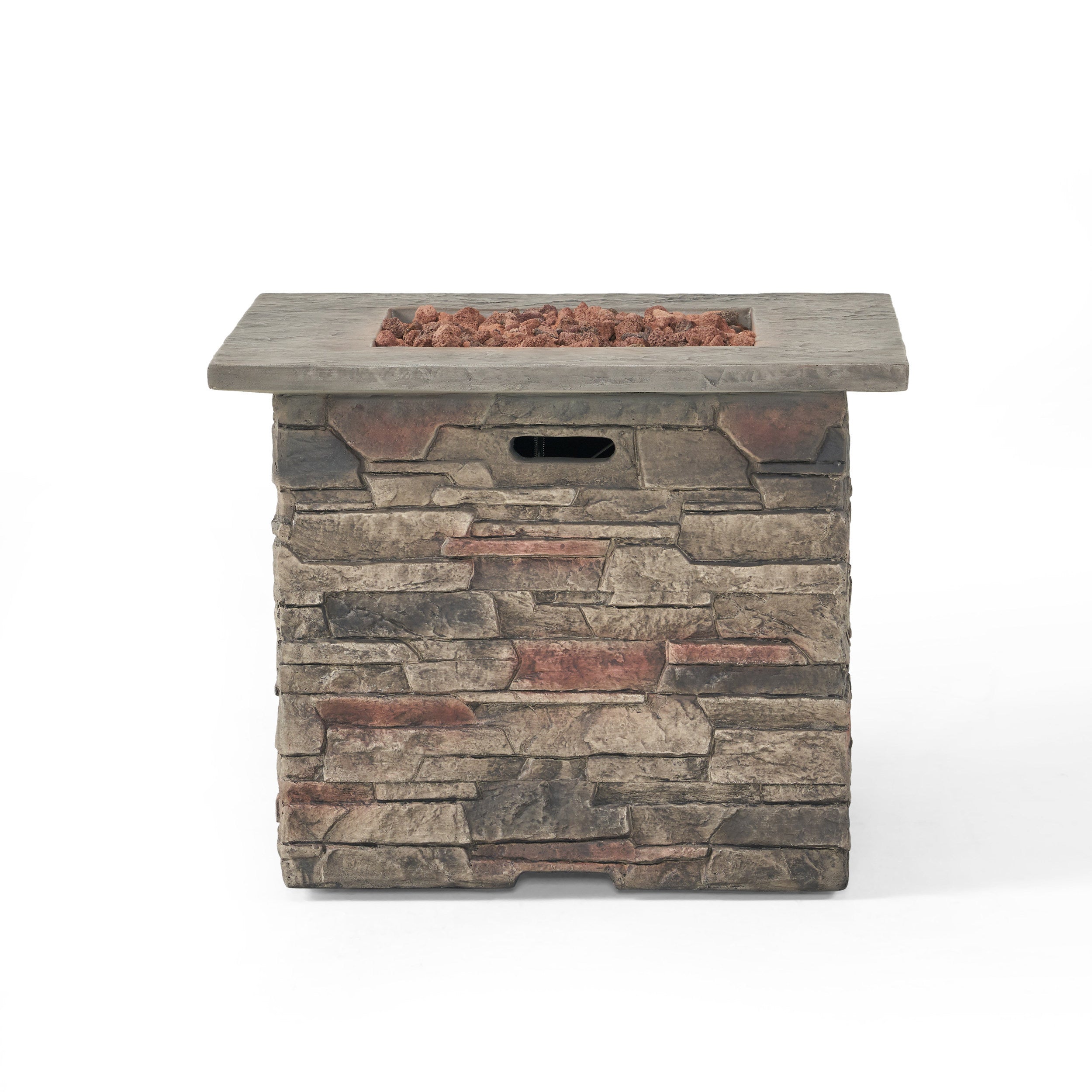 Classic Stone Design 32'' Square MGO Fire Pit with Grey Top and 40,000 BTU Heat Output
