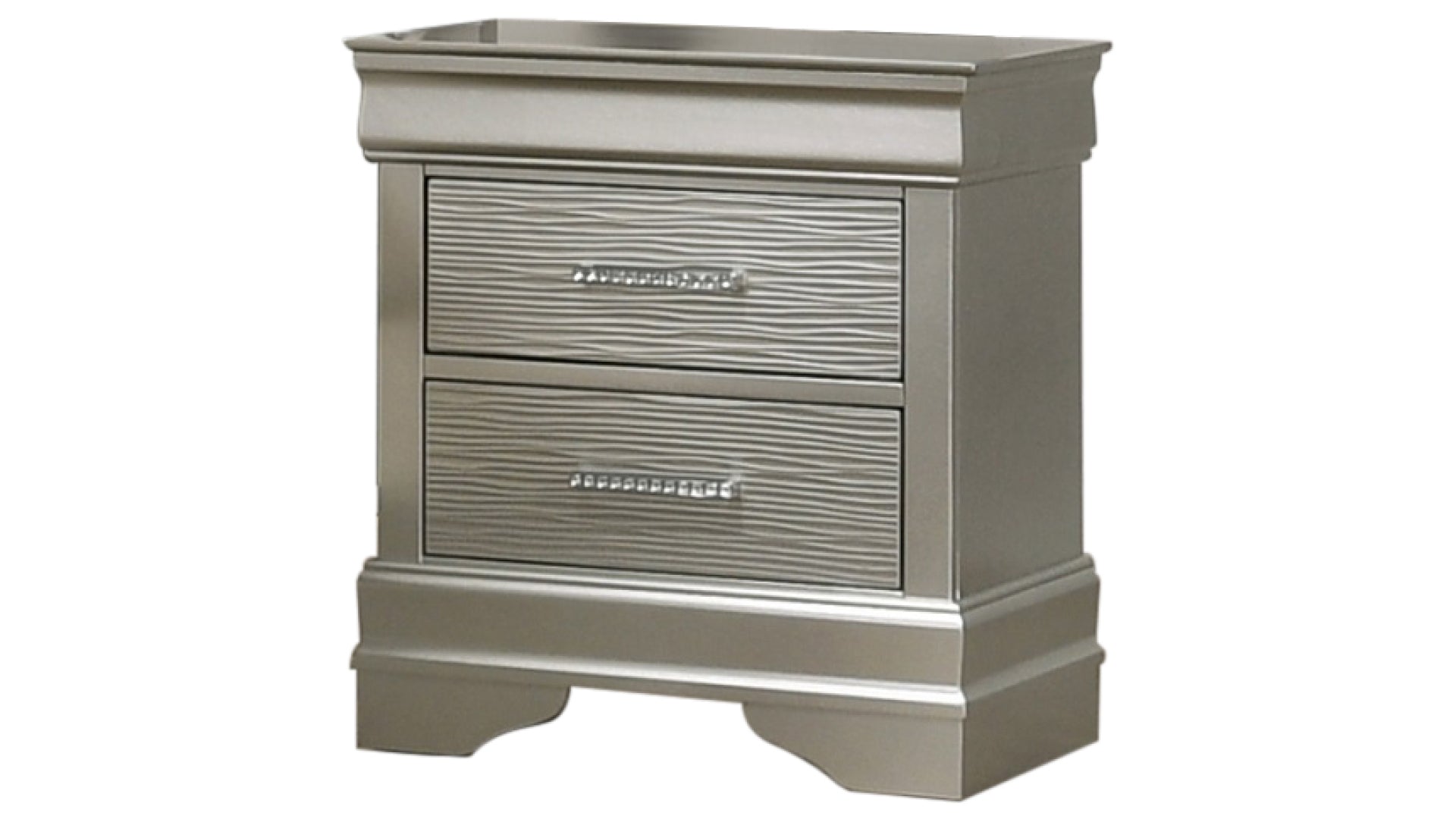 Modern Style 2-Drawer Nightstand made with Wood in Silver