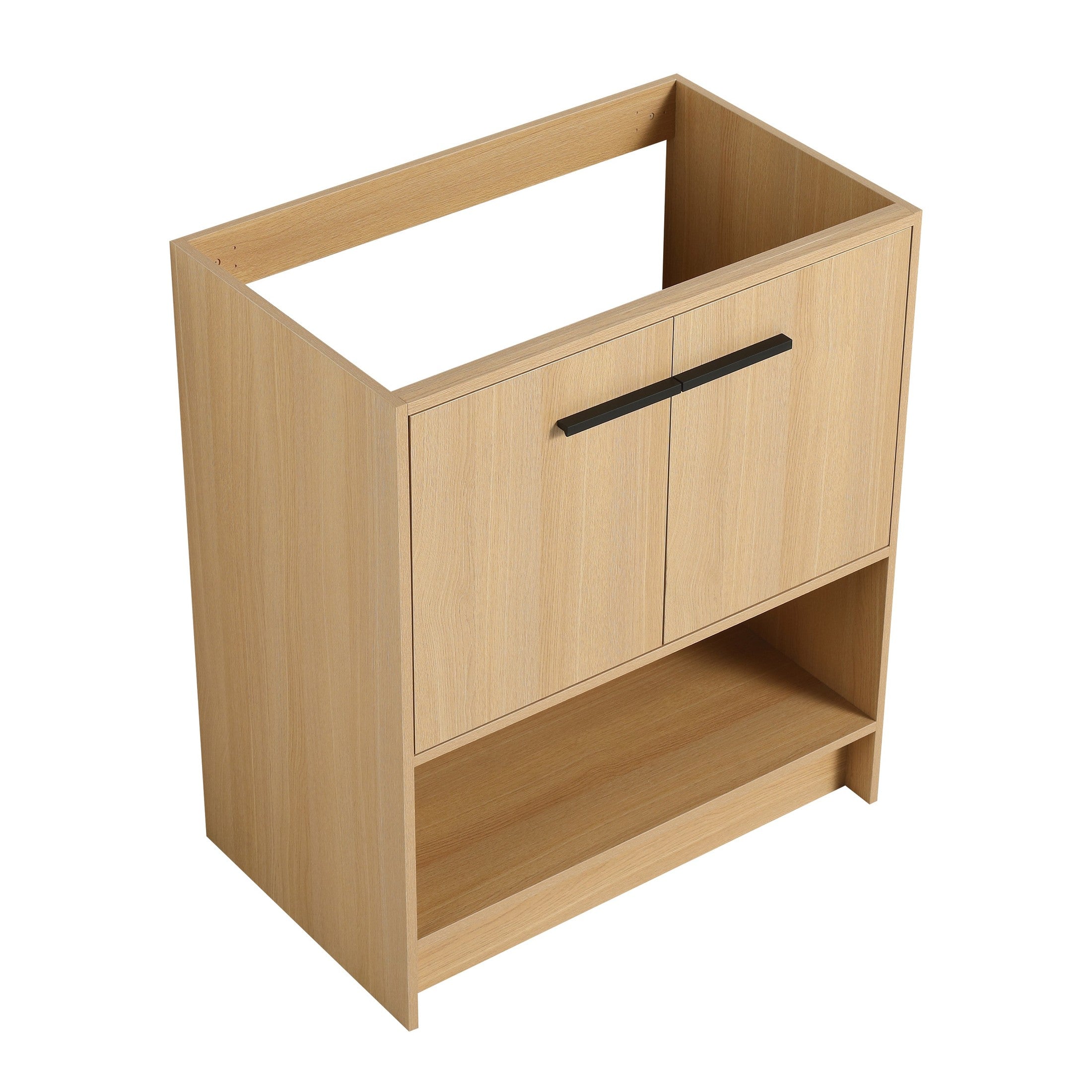 Modern Freestanding 30' Bathroom Vanity with Open Storage Compartment, Oak Finish, Plywood Construction(Excluding Sink)