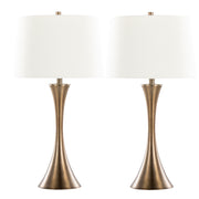 Lenuxe 29' Contemporary Metal Table Lamp in Matte Golden Bronze with Off-White Linen Shade from Grandview Gallery by LumiSource - Set of 2