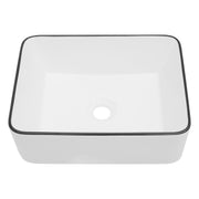16 x 12 Inch Modern European Style White Ceramic Rectangular Vessel Bathroom Sink