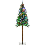 HOMCOM 6ft Tall Prelit Pencil Artificial Christmas Tree Holiday Décor with 442 Branches, 175 Warm White or Colorful LED Lights, Steel Base