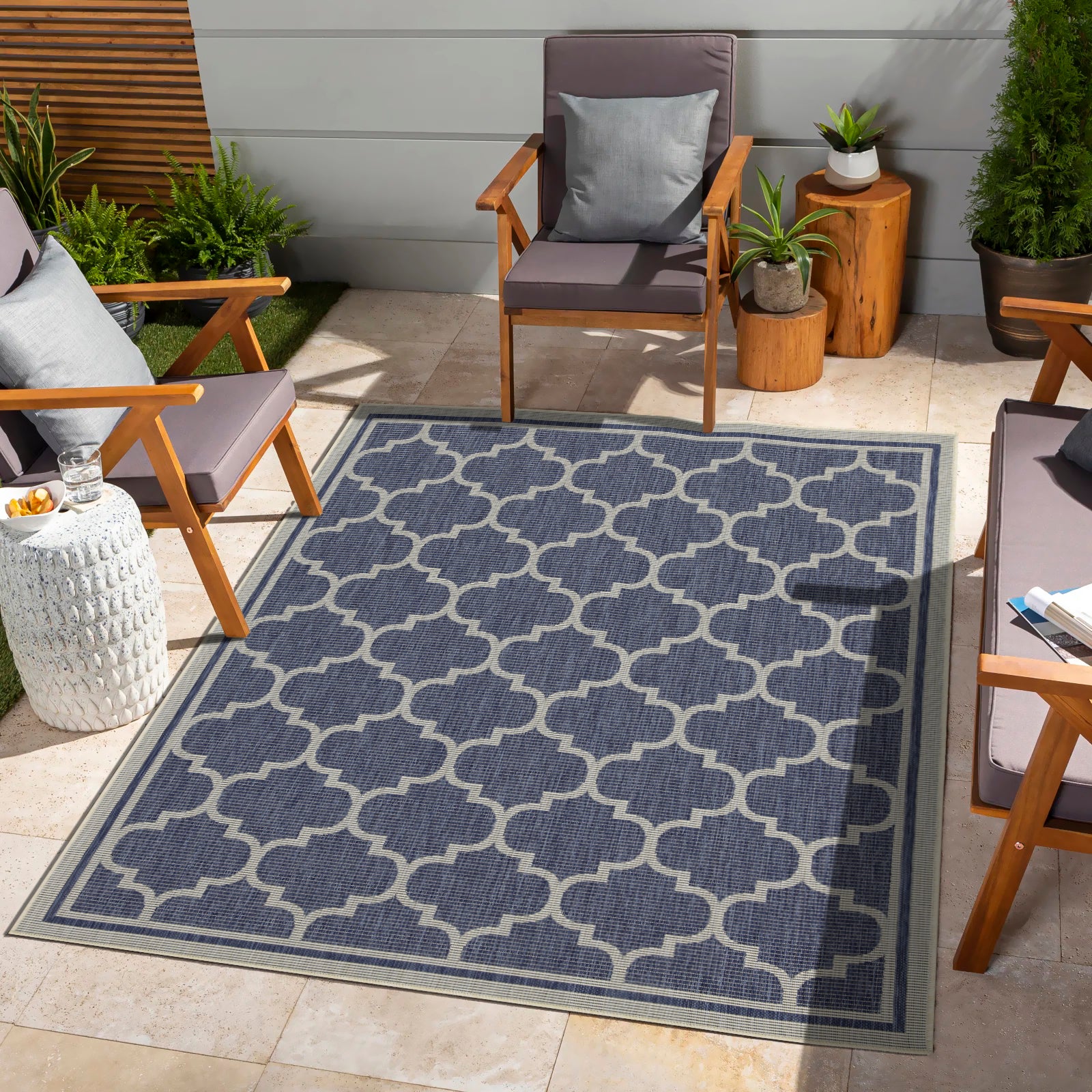 Sunshine GC_HAR2004 Blue 7 ft. 10 in. x 10 ft. 3 in. Indoor/Outdoor Area Rug