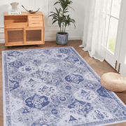 LOOM & LUXE 9x12 Area Rugs for Living Room, Washable Rug, Low-Pile, Non-Slip, Non-Shedding, Foldable, Kid&Pet Friendly, Area Rugs for living room, bedroom, (Blue, 9'x12')