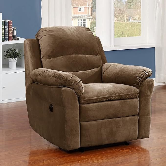Modern Electric Recliner Chair with USB Port and Gentle Lumbar Massage, Ideal for Living Rooms, Home Theaters, or Bedrooms – Tawny Brown