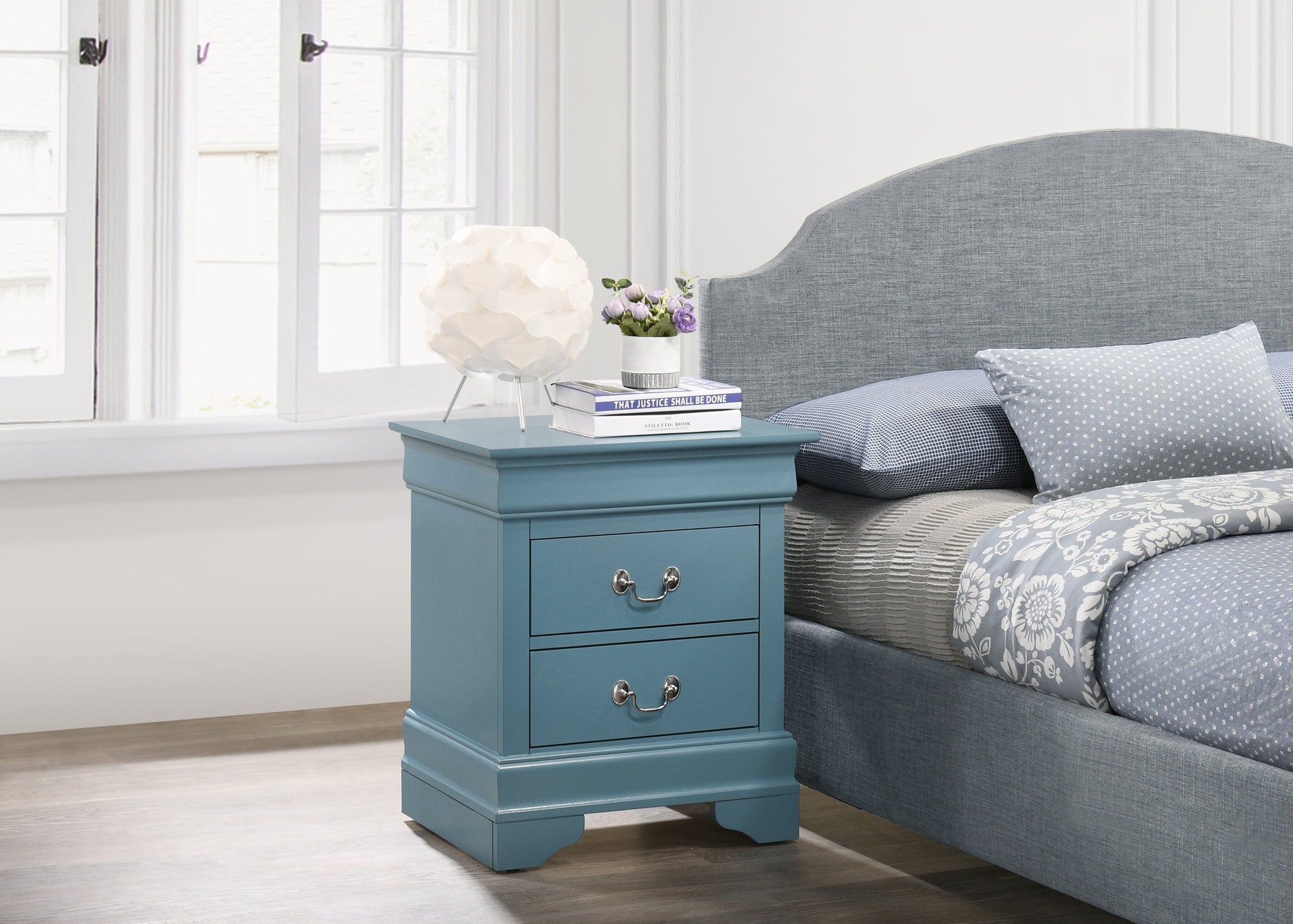Compact Teal Traditional Nightstand