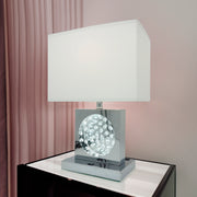 1pc Luxury Crystal Accent Table Lamp Nickel Led Light Touch Lamp Rectangular Shade Chrome Color Finish