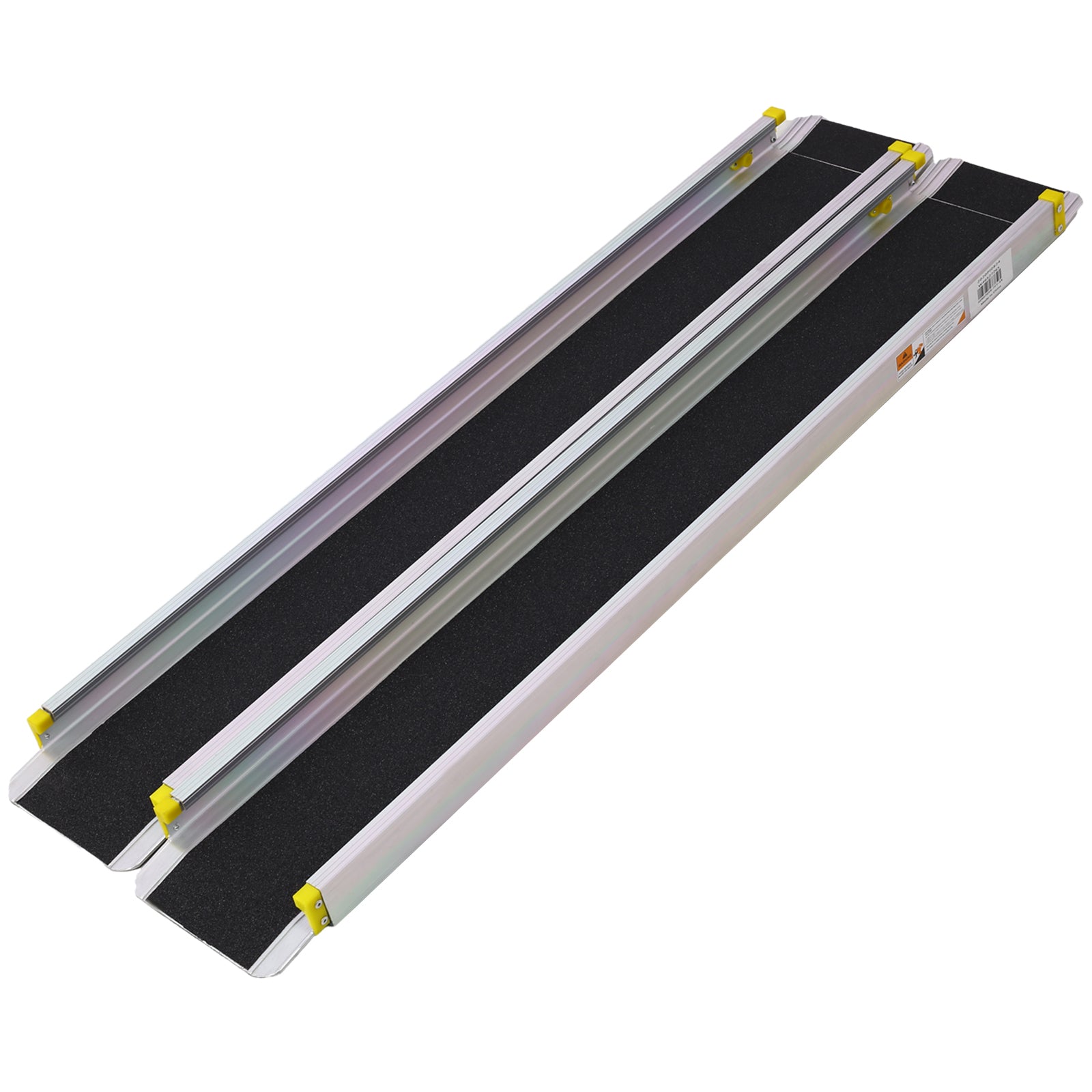 Premium Adjustable 7' Telescoping Wheelchair Track Ramps Silver Aluminium