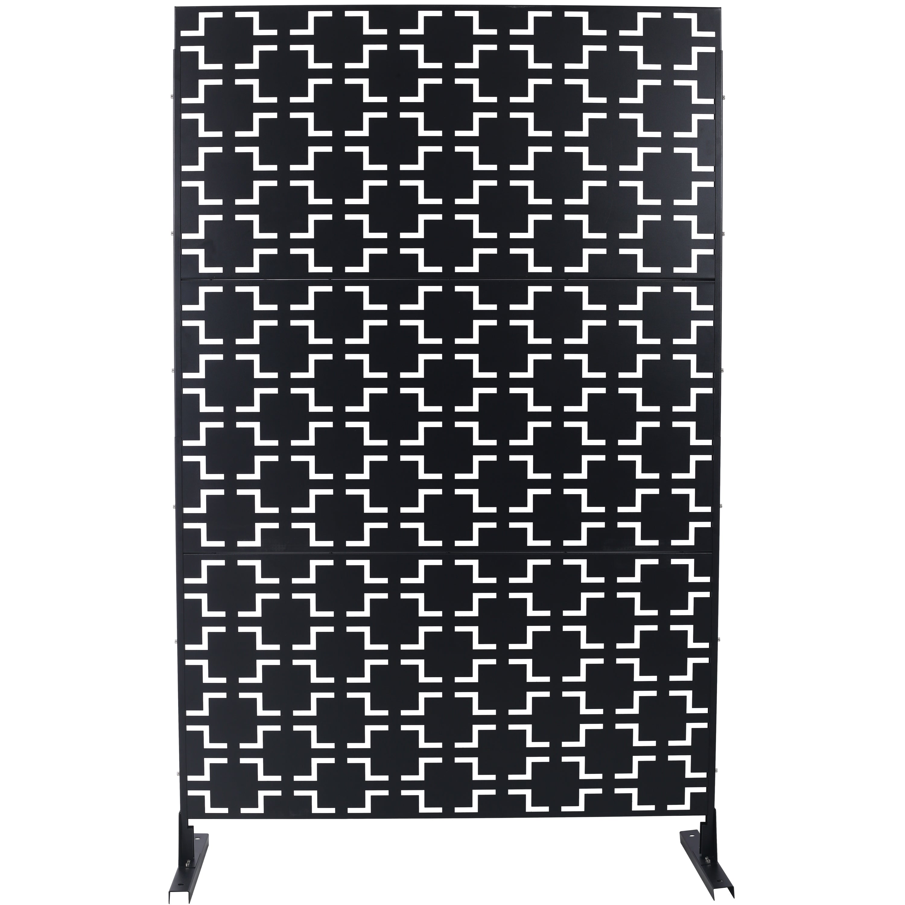 Outdoor & Indoor Freestanding Decorative Privacy Screen, Metal Privacy Fence Panels, Black, 76' H x 48' W