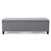 Contemporary Storage Ottoman Bench with Polyester Upholstery in Grey Fabric