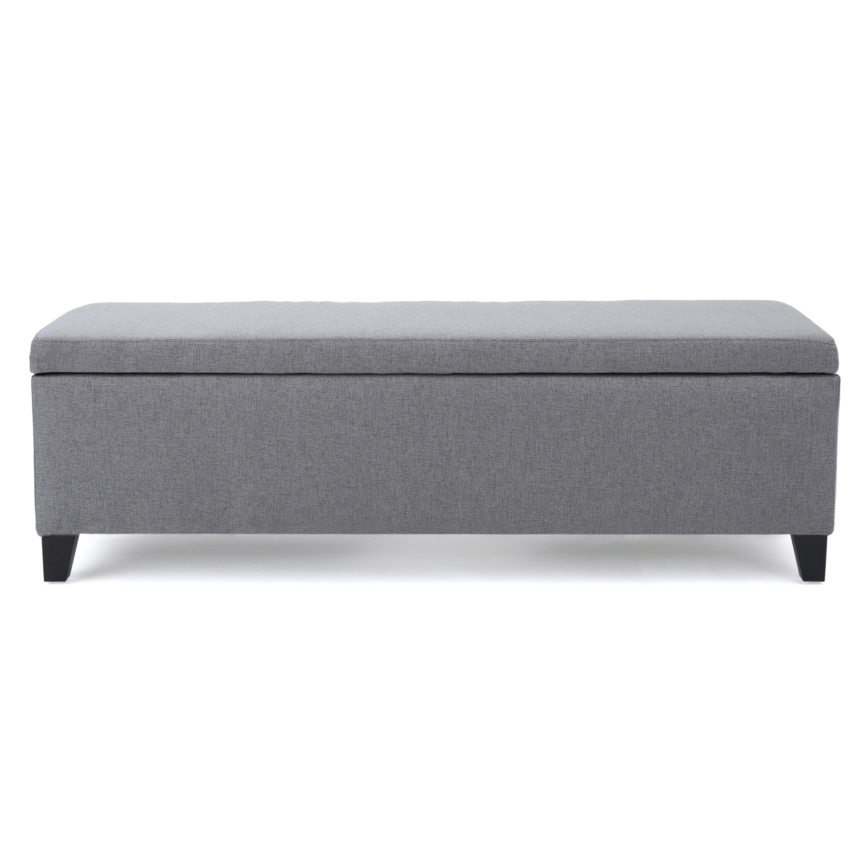 Contemporary Storage Ottoman Bench with Polyester Upholstery in Grey Fabric