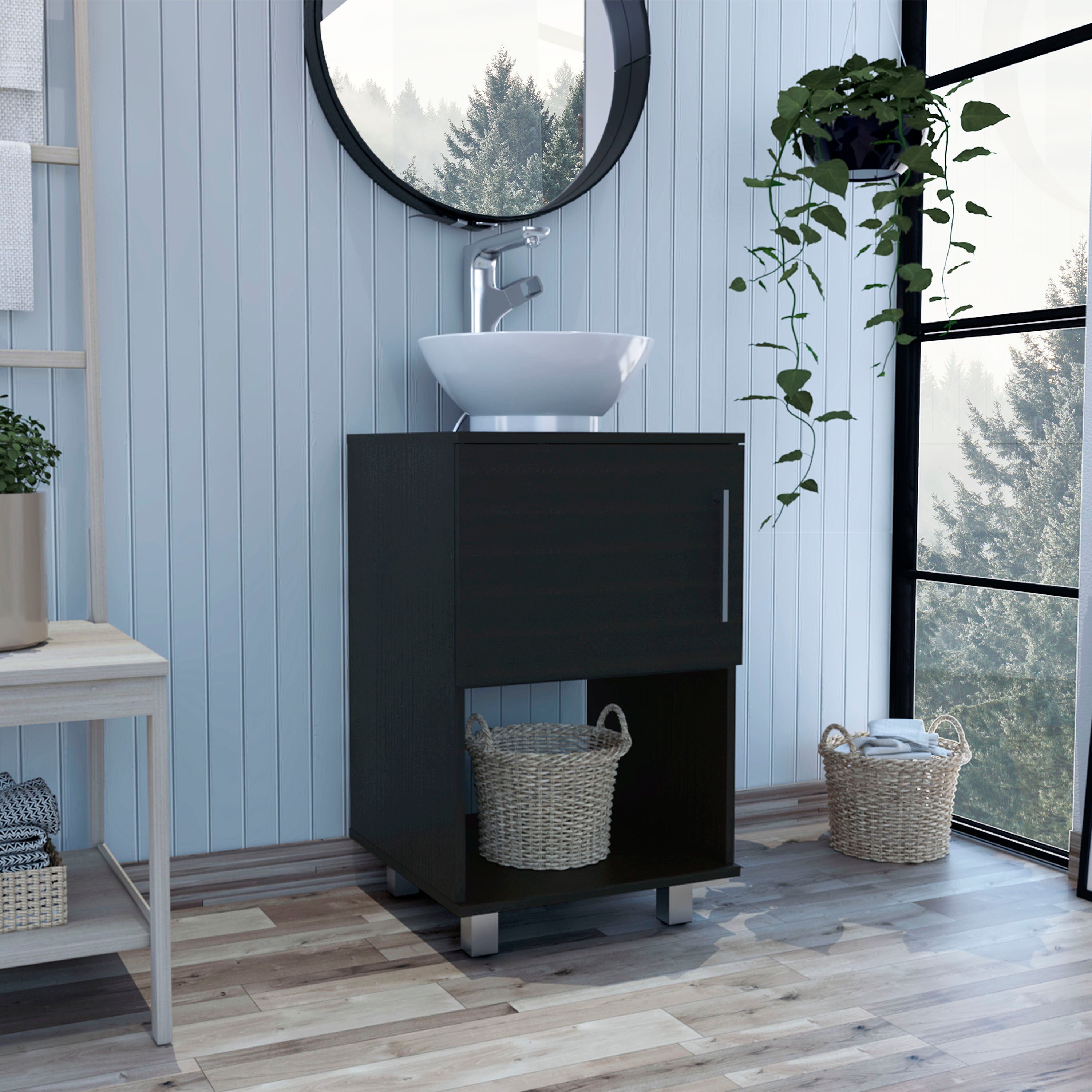 1-Shelf Single Bathroom Vanity Wenge