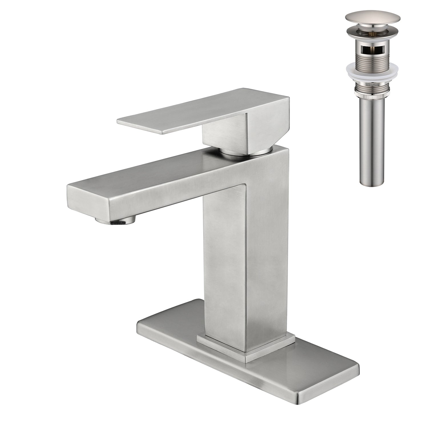 Single Handle Bathroom Sink Faucet with Pop-Up Drain (with Overflow)