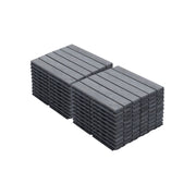 Interlocking Deck Tiles Striped Pattern Light Gray Acacia Hardwood 12' x 12' Square Outdoor Flooring