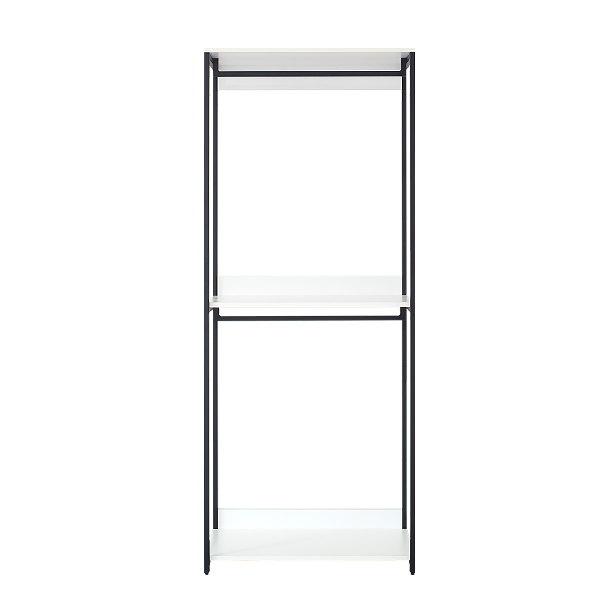 Fiona 32' Wood and Metal Walk-in Closet with One Shelf, White Melamine, 77.7' Height