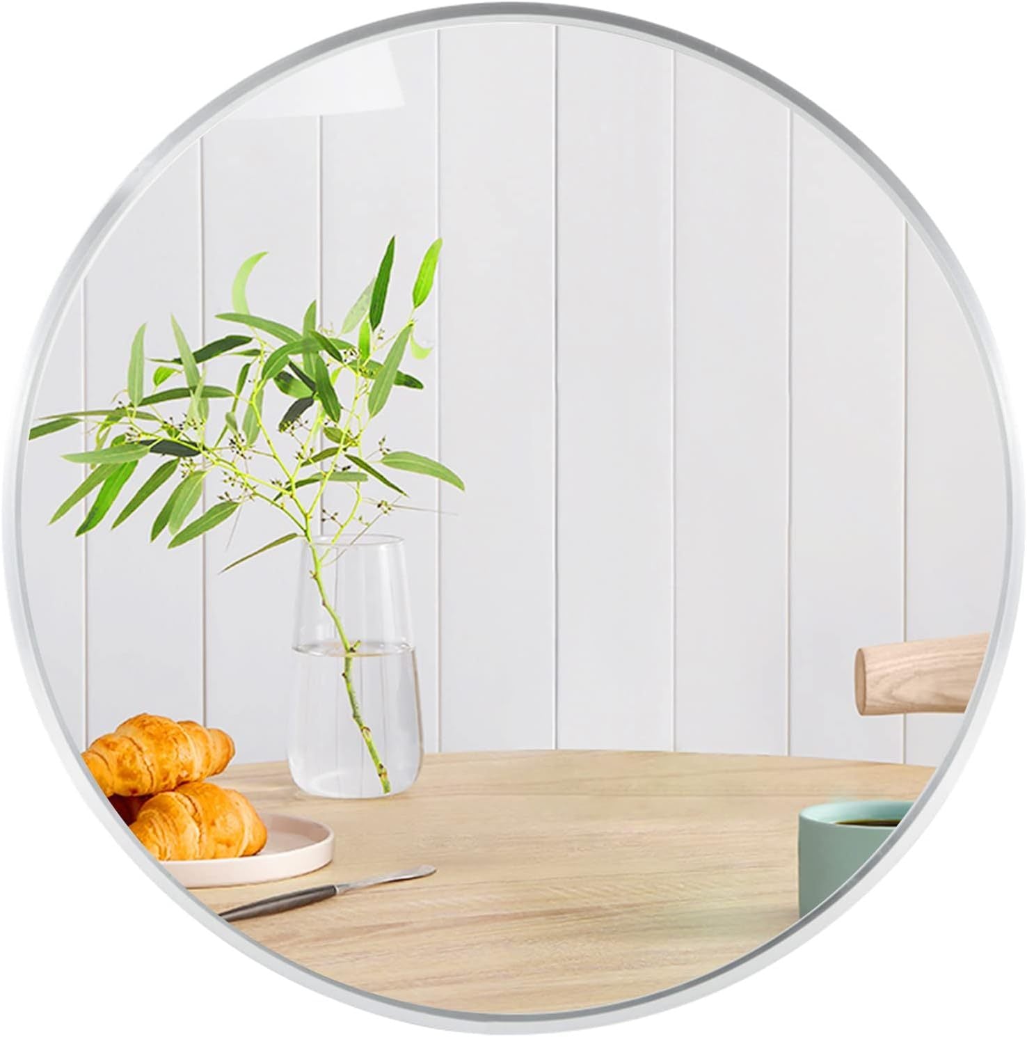 32 Inch Silver Metal Framed Round Bathrrom Mirror for Wall.(W2203134063)