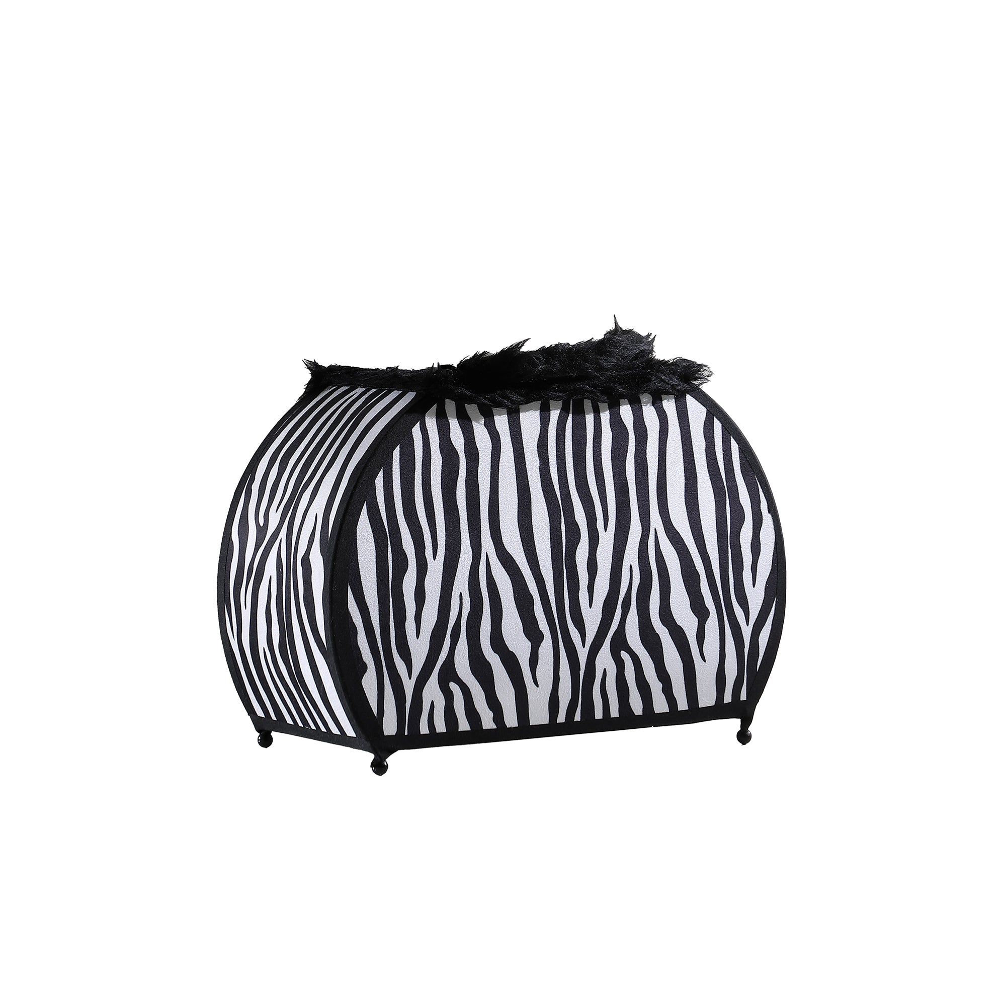 11.75' In Zebra Animal Print Purse W/ Black Faux Handle Table Lamp