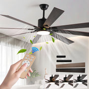 72' Walnut LED Ceiling Fan Light with 8 Wooden Blades, Remote Control, Adjustable Color Temperature for Living Room, Bedroom, or Dining Room (Silent/6-Speed/Reversible/DC Motor)