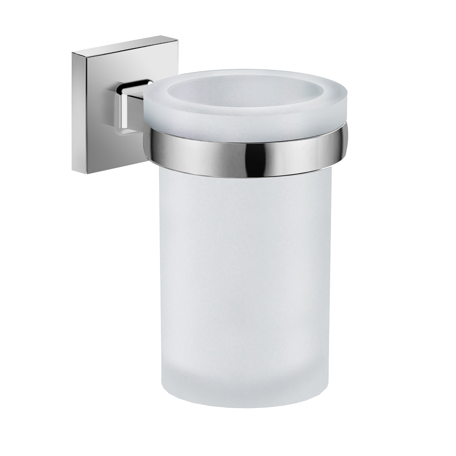 Dax Milan Bathroom Single Tumbler Toothbrush Holder Tempered Glass Cup Chrome Finish